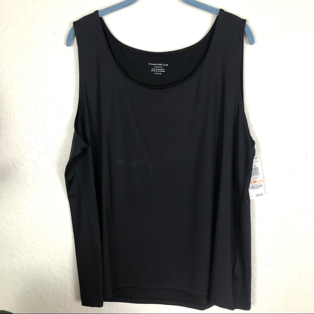 NWT Plus Charter Club Woman Black Knit Tank Top